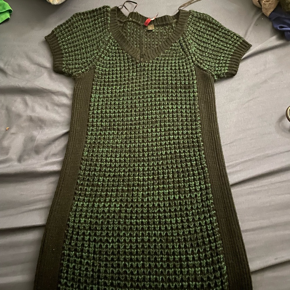 Green and black dress